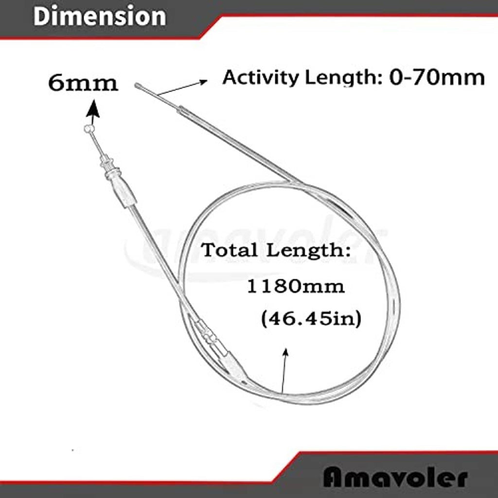 Thumb throttle cable assembly with length diagram and measurement guide