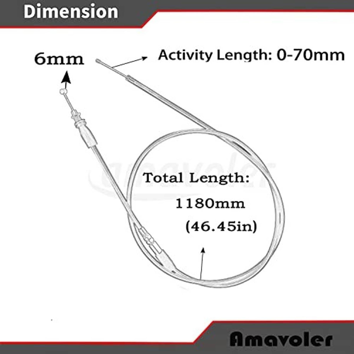 Thumb throttle cable assembly with length diagram and measurement guide