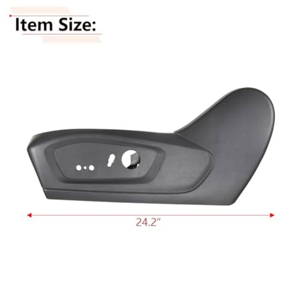 Driver side seat trim cover length shown: dark gray panel measuring 24.2 inches