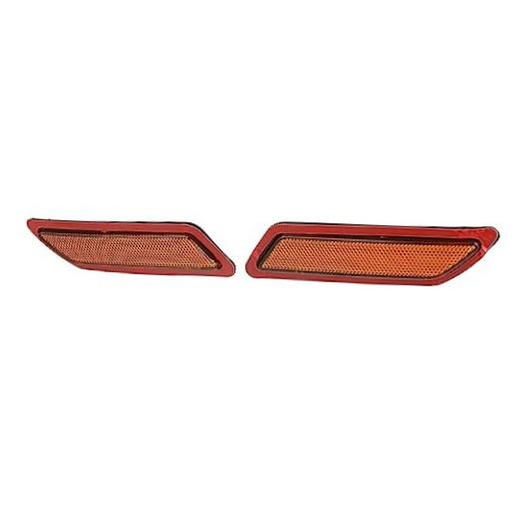 Front bumper side marker reflector pair with amber lens and red housing