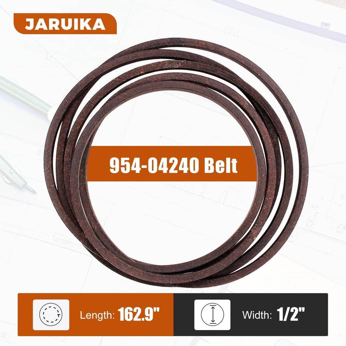 Brown mower deck drive belt replacement, looped coil with product code 954-04240