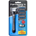 TopTech5 PRO 5 razor handle with 17 refill cartridges, retail blister pack