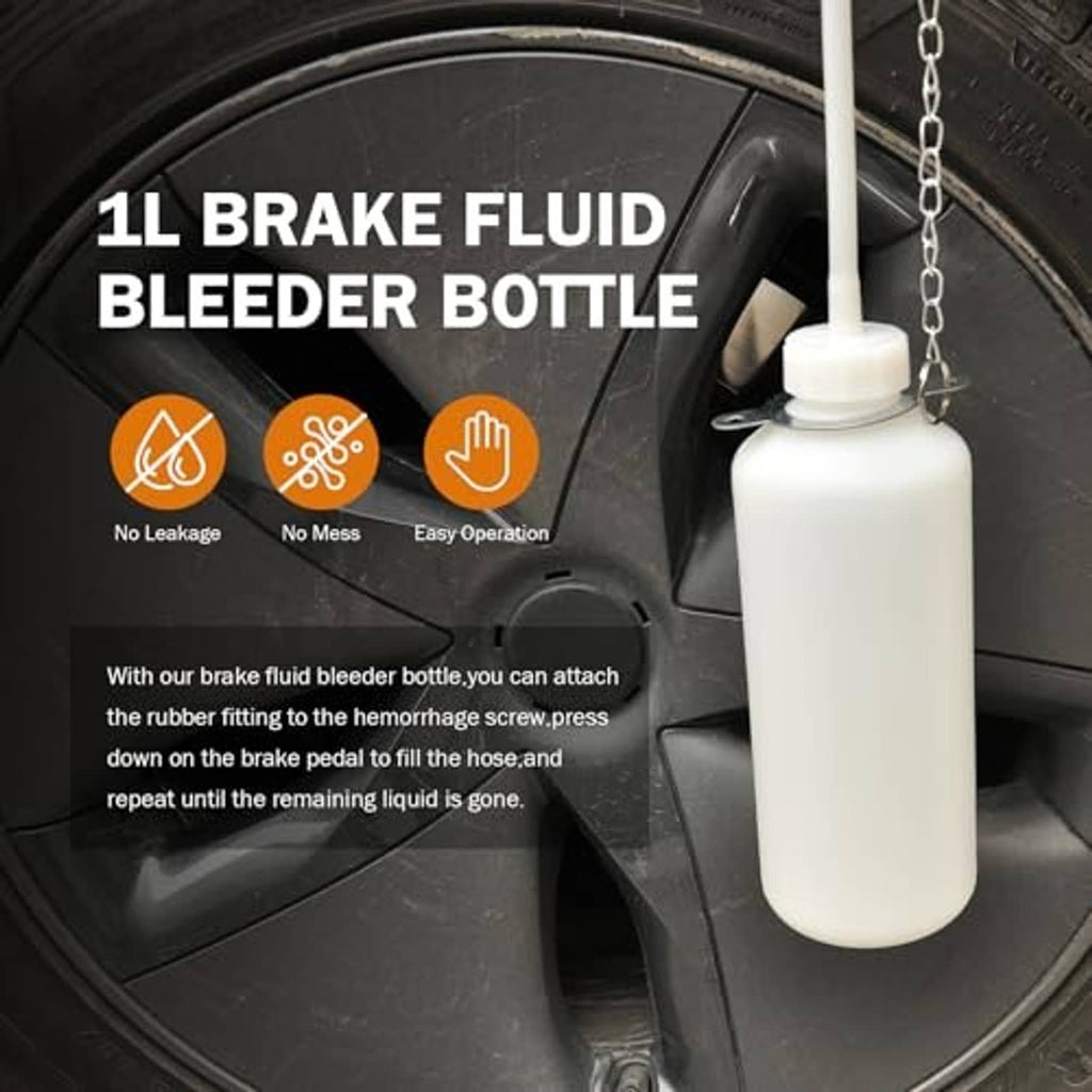 1L brake fluid bleeder bottle with hose and brake-fluid bleeder adapter for filling