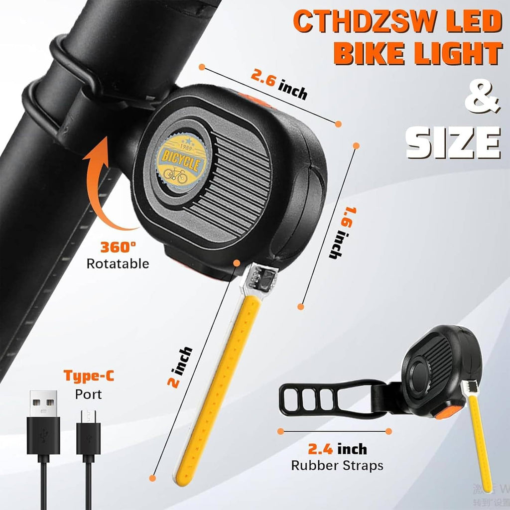 Rotatable black LED bike tail light head with amber vertical light bar