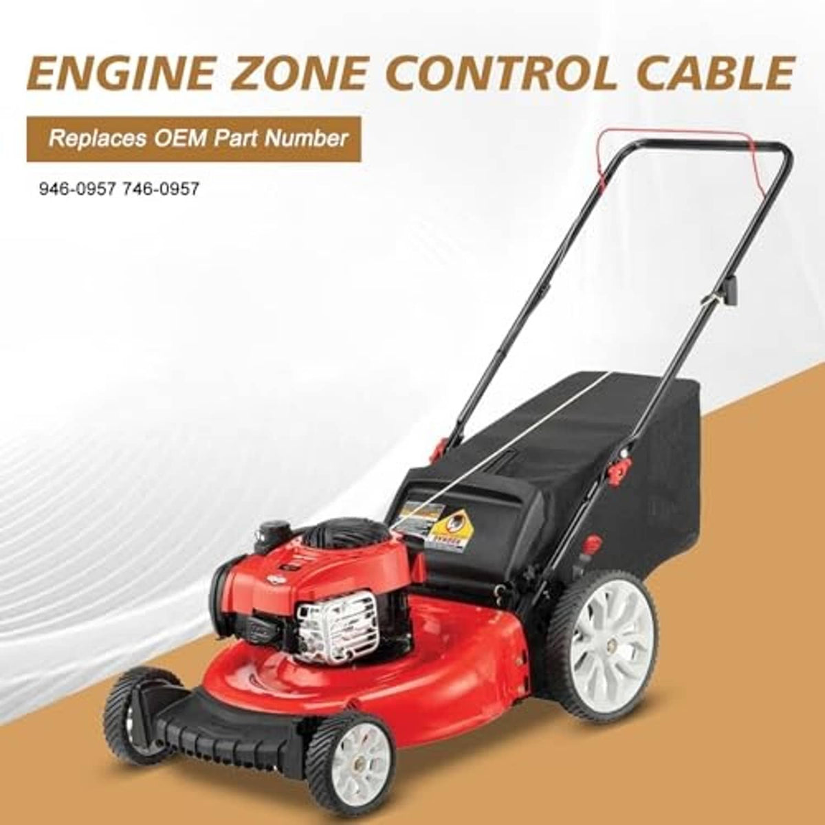 Control cable assembly attached to walk-behind mower handle