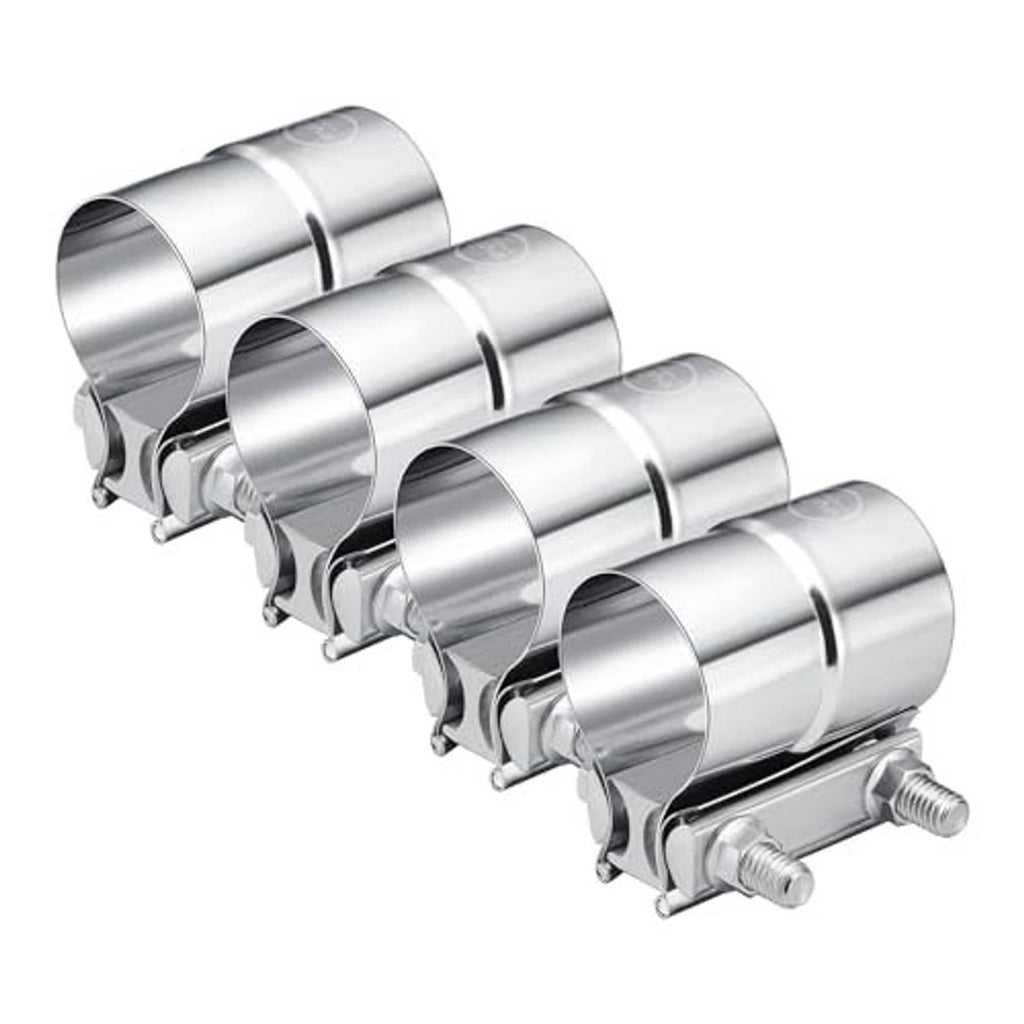 Stainless steel exhaust band clamps, multiple units, for 2-inch pipes