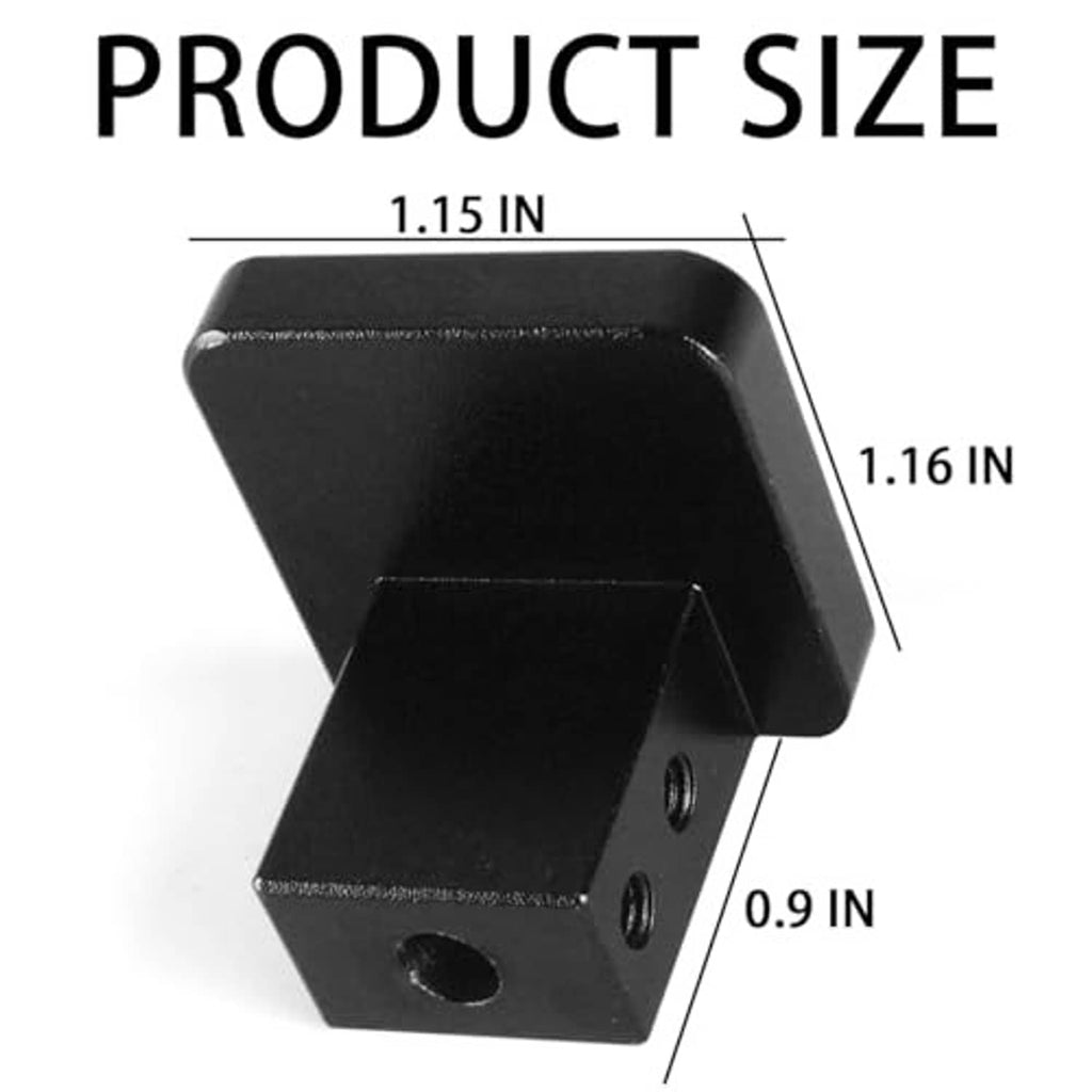 Black hood latch release handle with mounting holes and side dimensions (size chart)