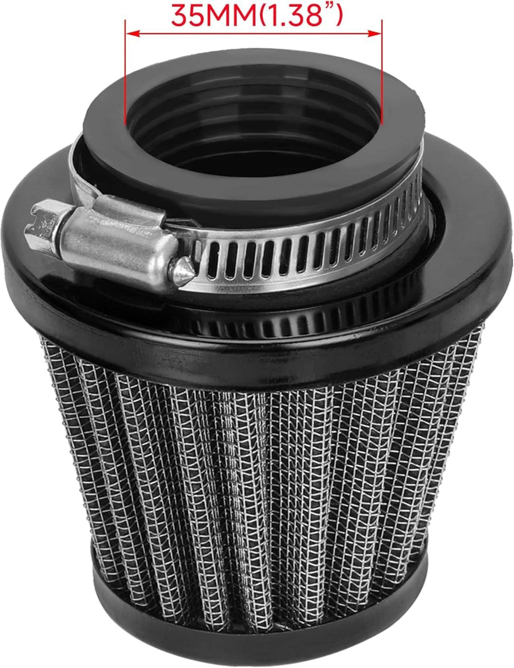 Black air filter with fine mesh and 35mm opening measurement