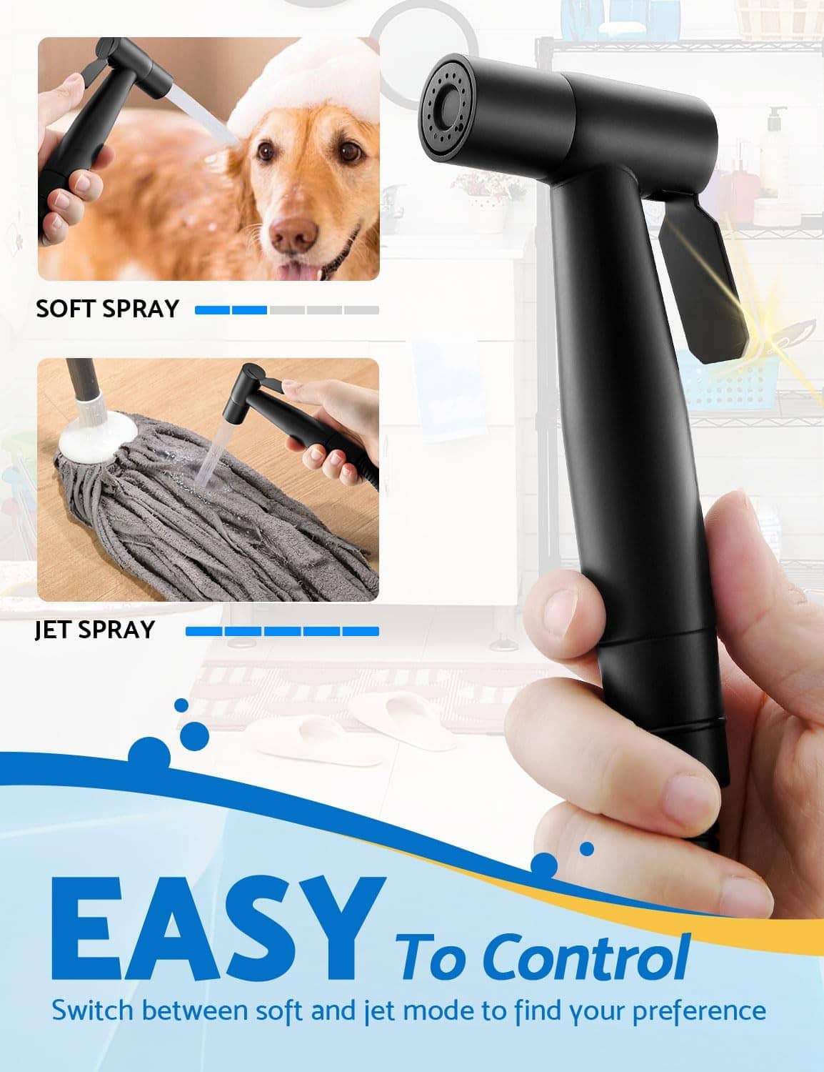 Matte black handheld bidet sprayer with rounded spray head and trigger lever