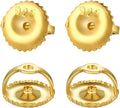 Pair of gold screw-back earring replacements with circular ridged edges and 925 marking