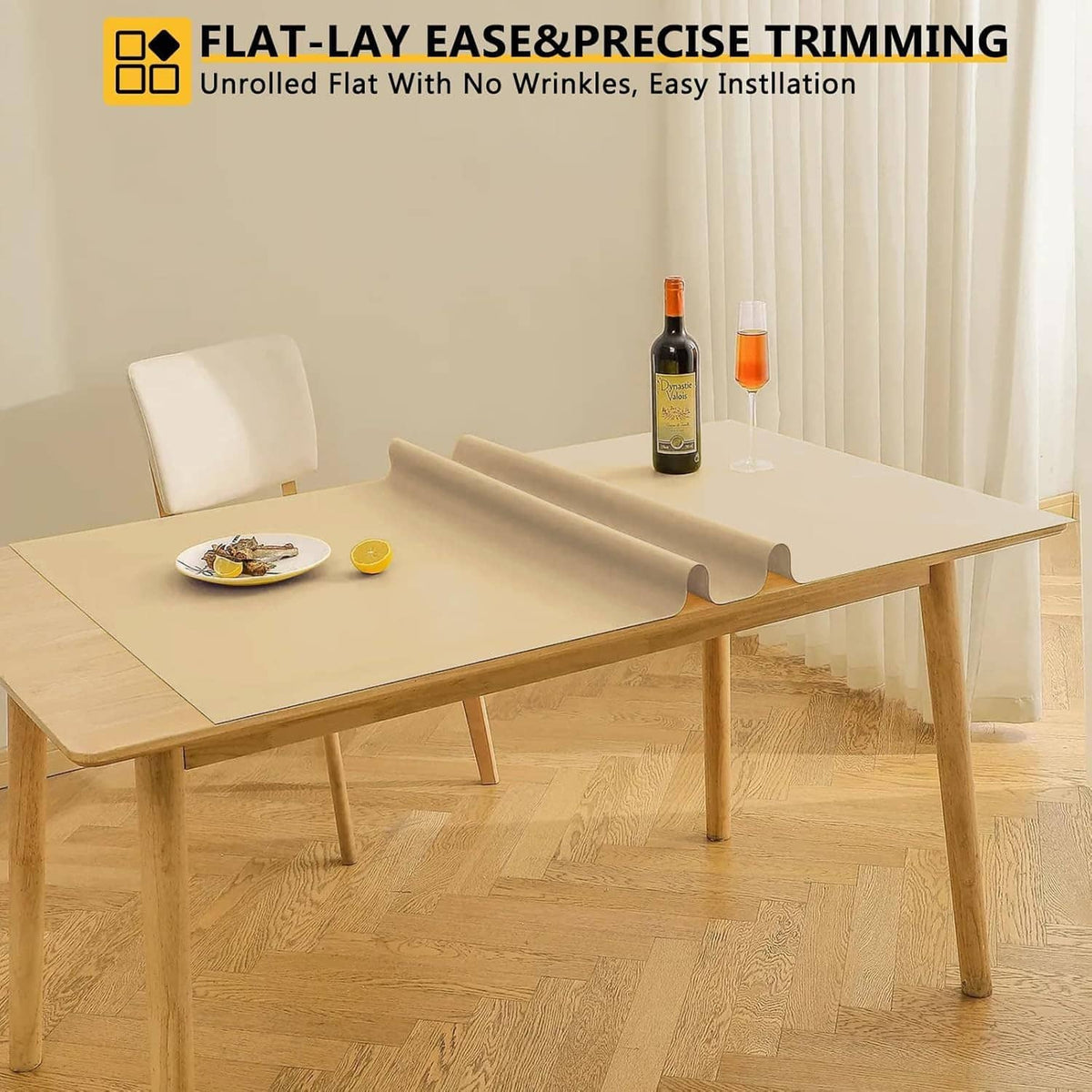 Non-slip foam shelf liner mat laid flat on a table with small items