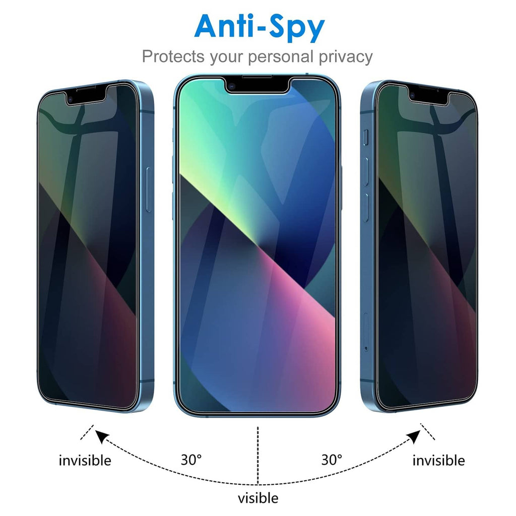 Anti-spy tempered glass privacy screen protector with visible and invisible viewing angles