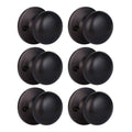 Set of six matte black dummy closet door knobs with round backplates