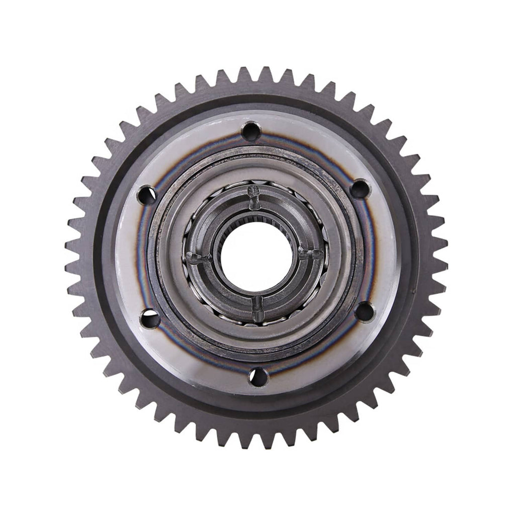 Starter clutch gear, steel sprocket-style one-way bearing housing with mounting holes