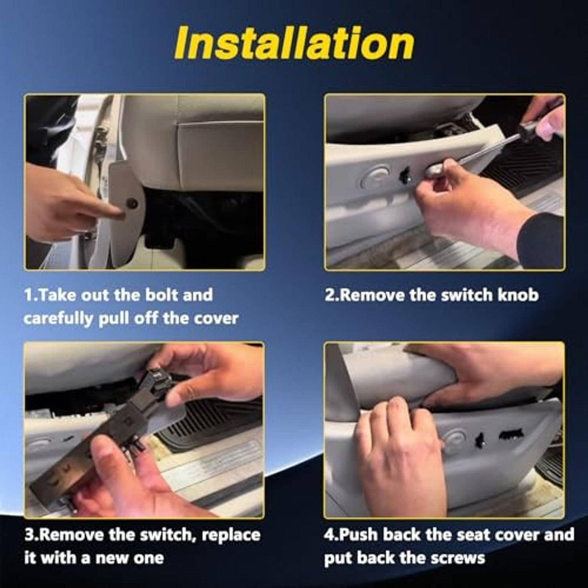Installation guide diagram for power seat adjuster switch