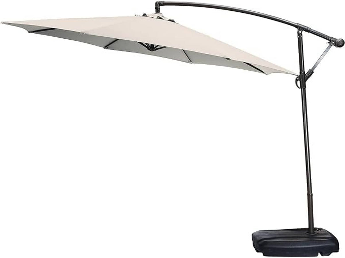 Offset patio umbrella with cream double-layer replacement canopy over black frame