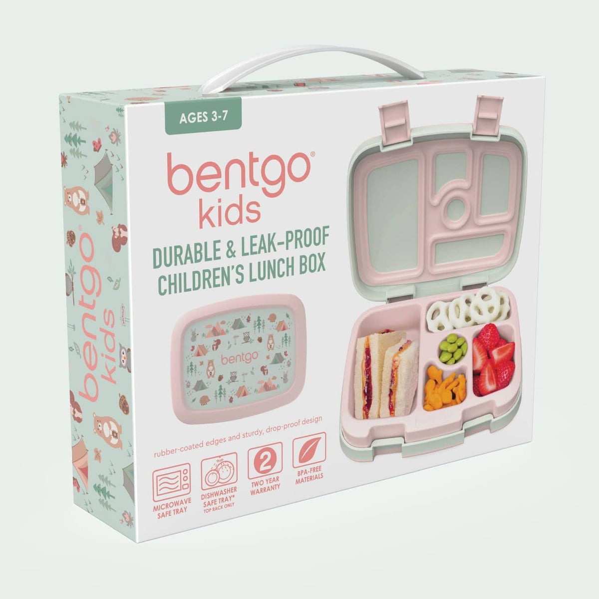 Bentgo kids leak-proof lunch box retail package with nature animal print design