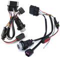Projector headlight conversion wire harness with black connectors and multicolor wiring
