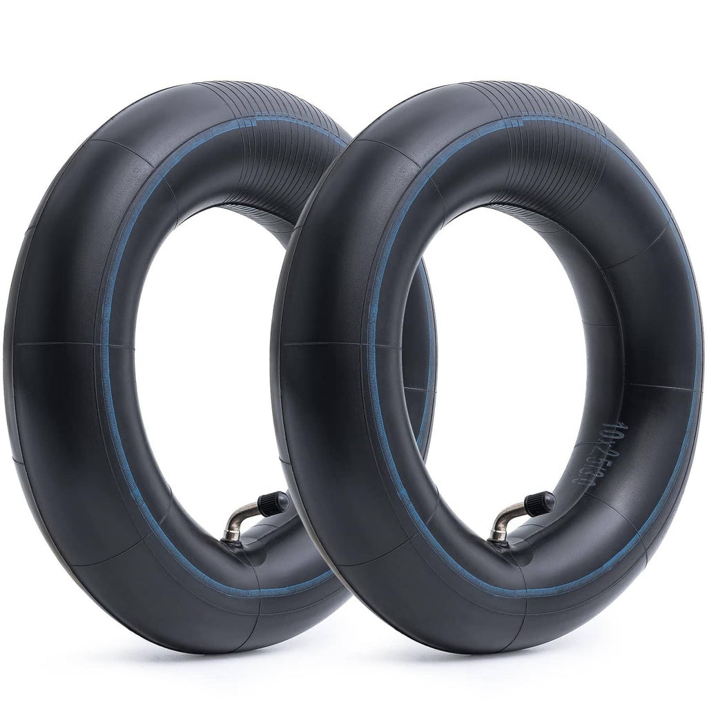 Black 10x2.5/3.0 inner tube, two-pack with blue rim stripe and valve fitting
