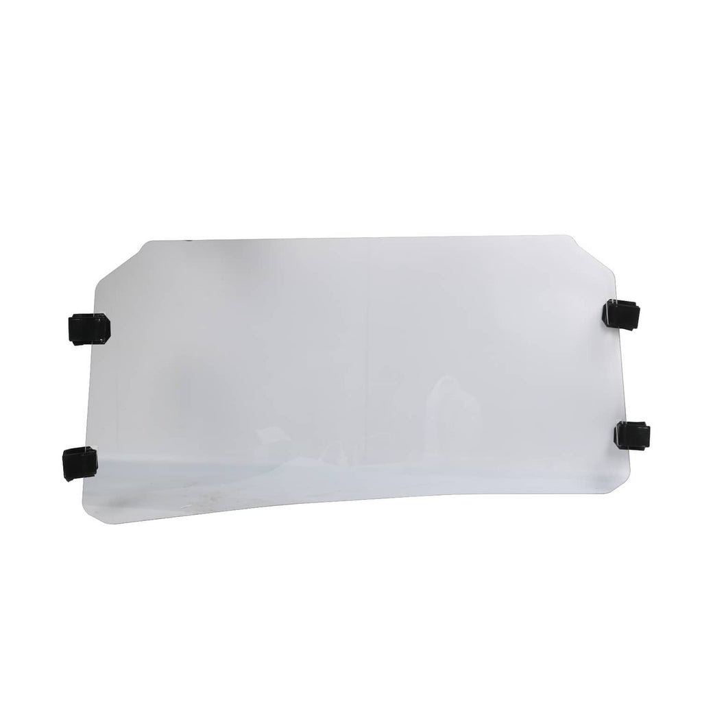 Clear flip front windshield with black mounting brackets for Polaris General 1000/4