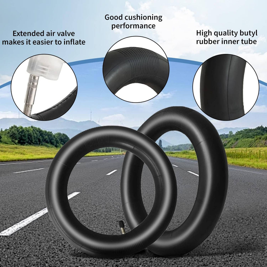 Black thick scooter inner tubes with extended air valve and cushioned inner tube shape