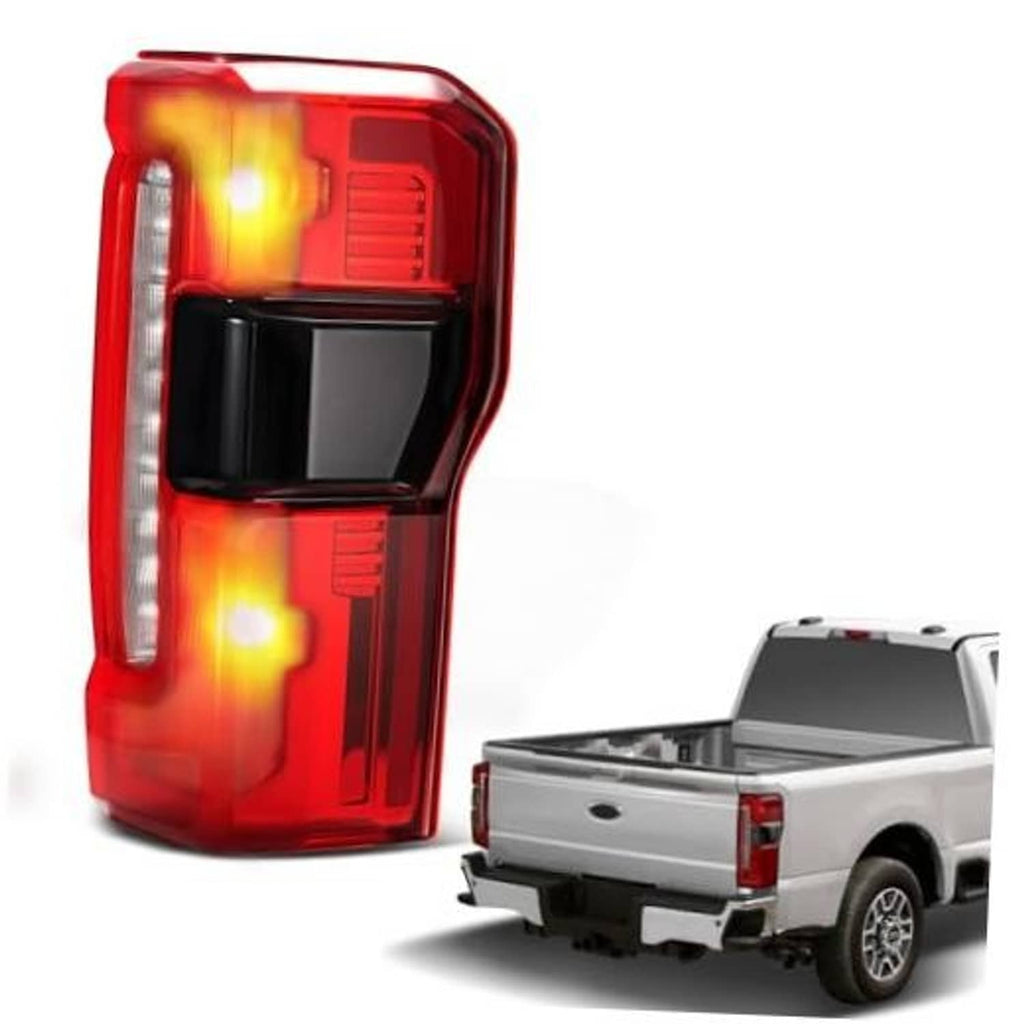Right passenger-side tail light assembly with red lens and amber turn signal