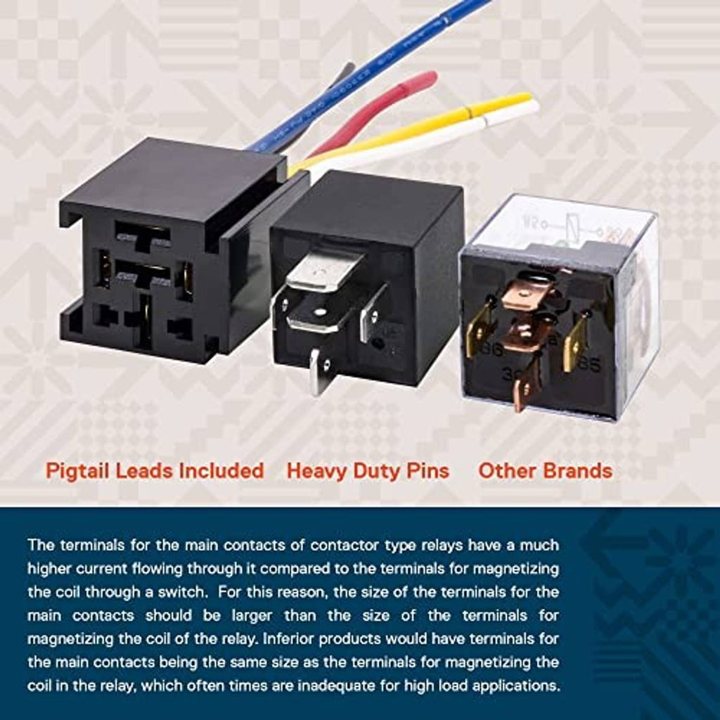 Bosch-style relay pigtail leads with heavy-duty pins and connector housings