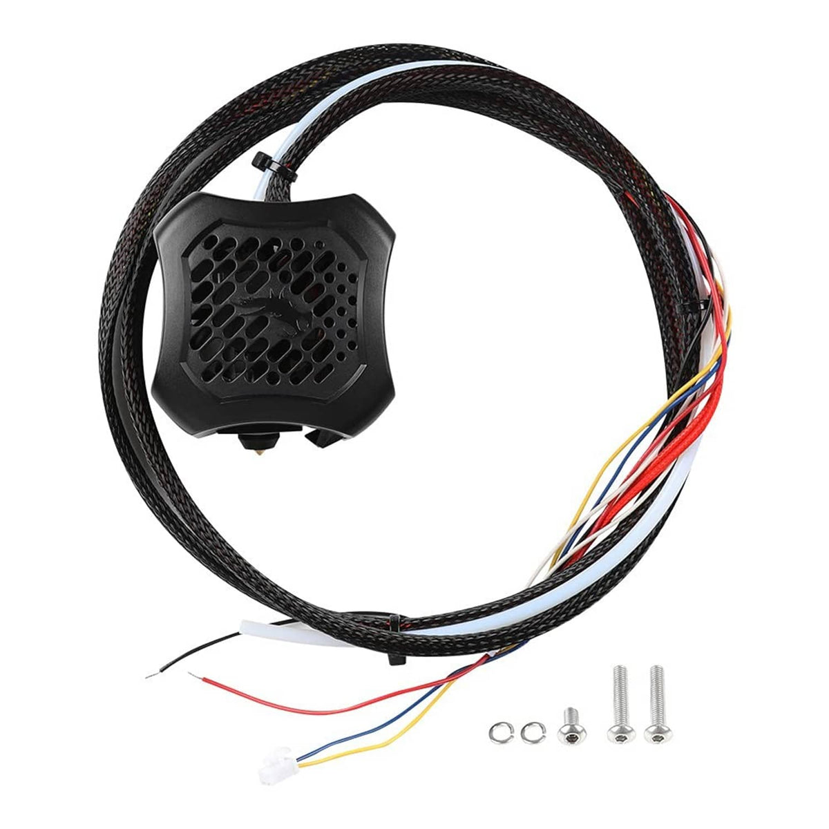 Black hotend kit cable assembly with vented cooling fan and connector wires
