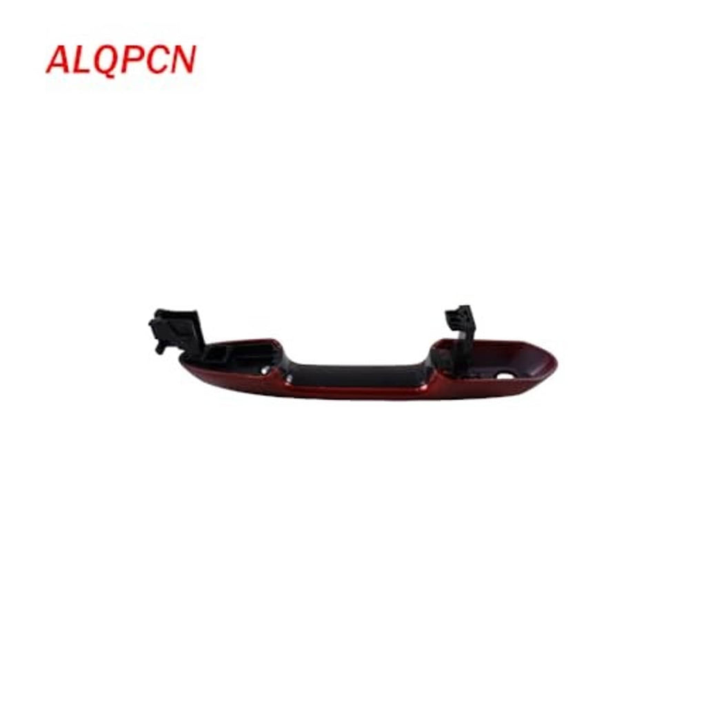 Red exterior door handle outer rear view with black clip mounts