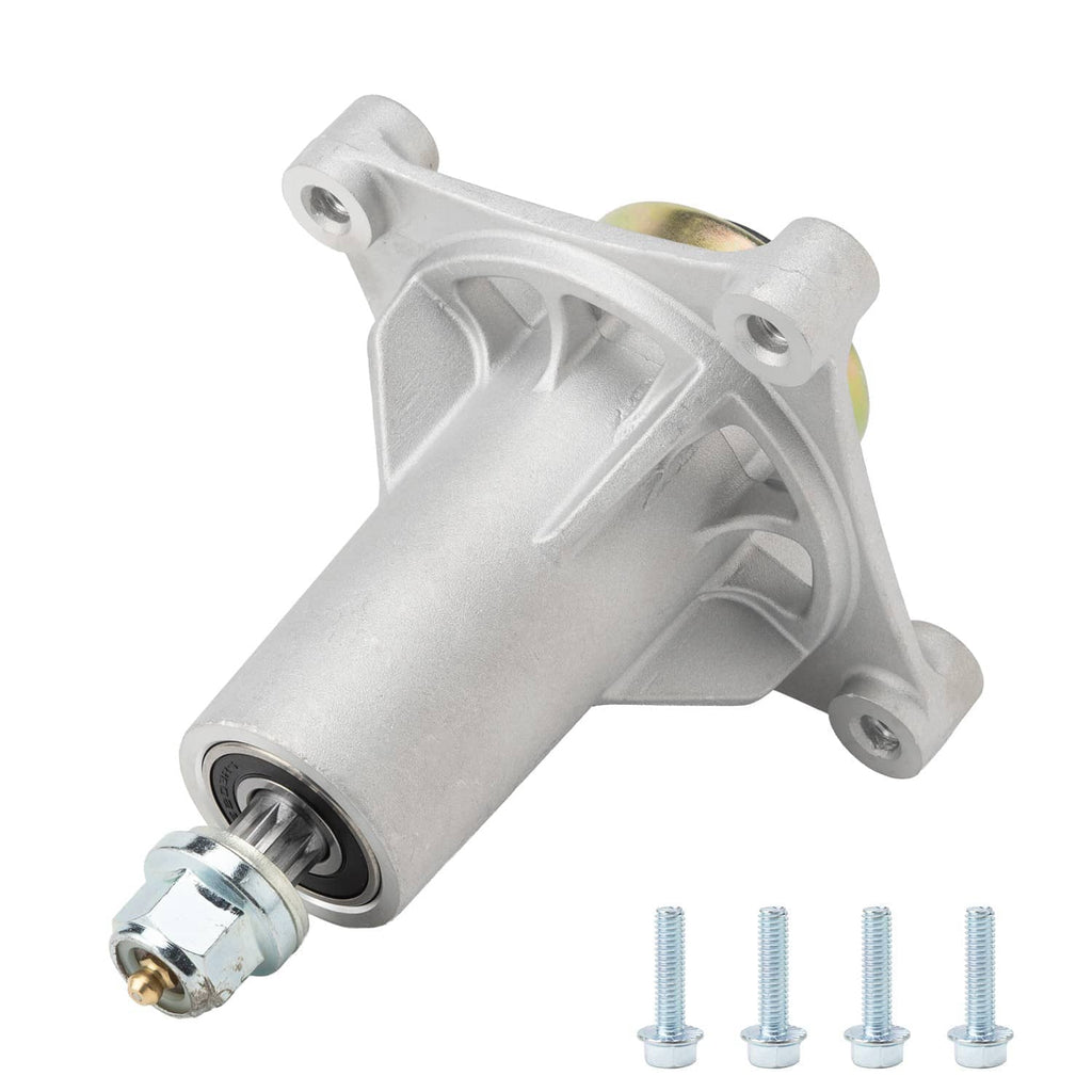Spindle assembly with side grease fitting and four mounting bolts