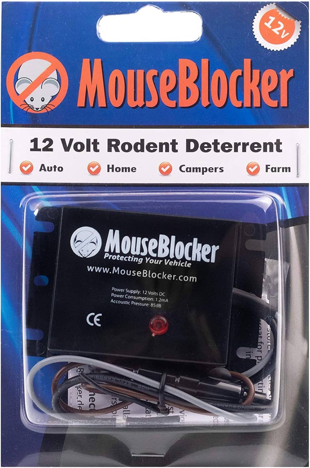 MouseBlocker 12V rodent deterrent kit in retail blister pack with wiring leads