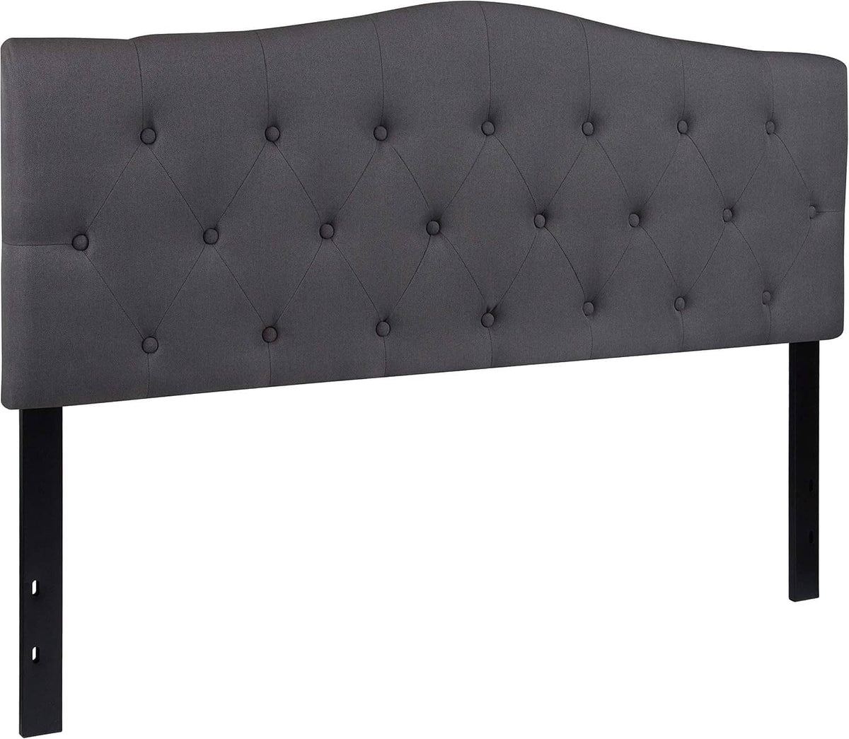 Dark gray queen tufted fabric headboard with button tufting and diamond design