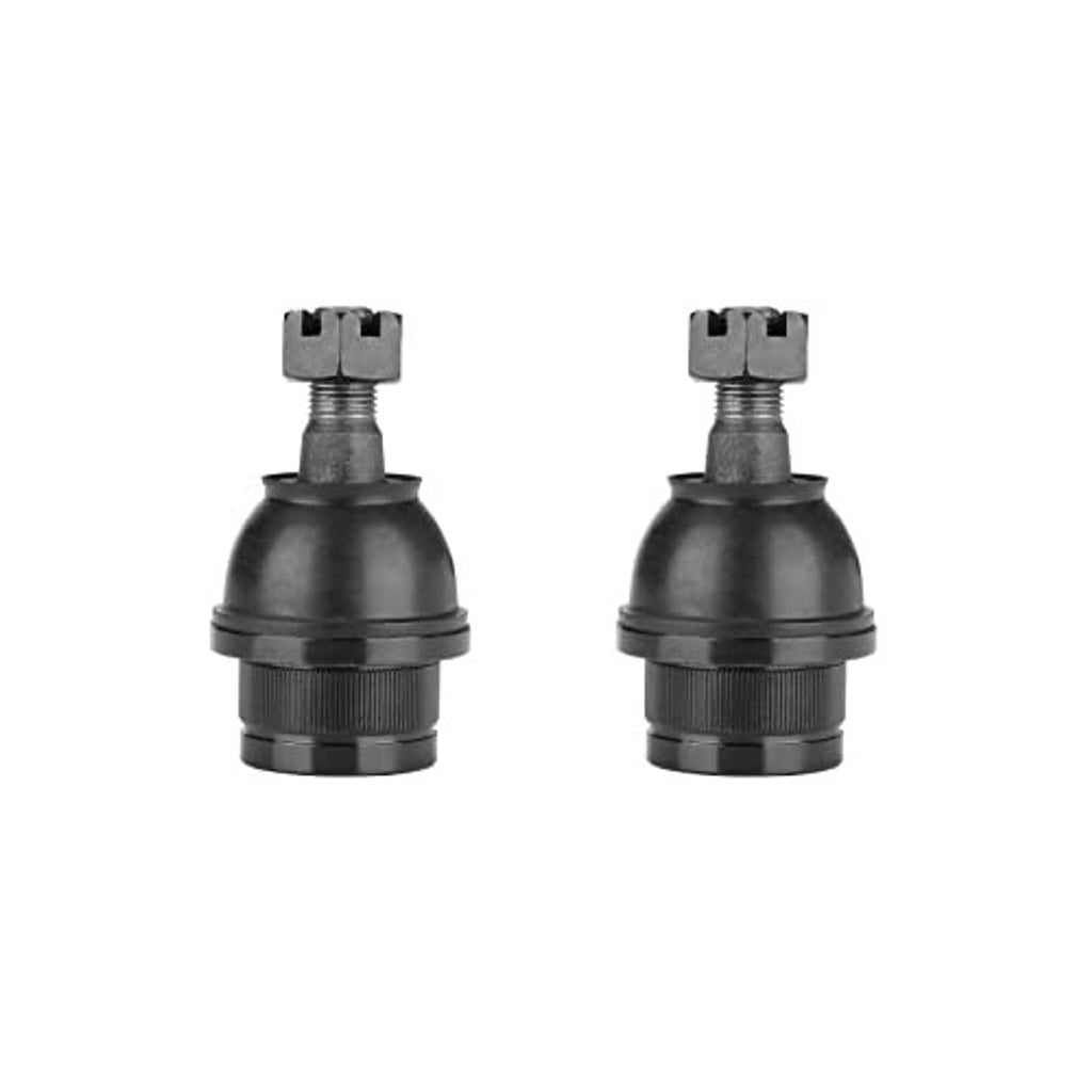 Pair of upper ball joints with rubber boots and threaded stud caps, black finish