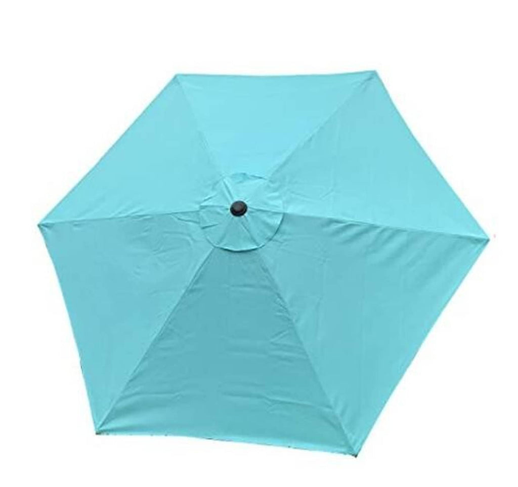 Turquoise 6-rib patio umbrella replacement canopy with center circular button