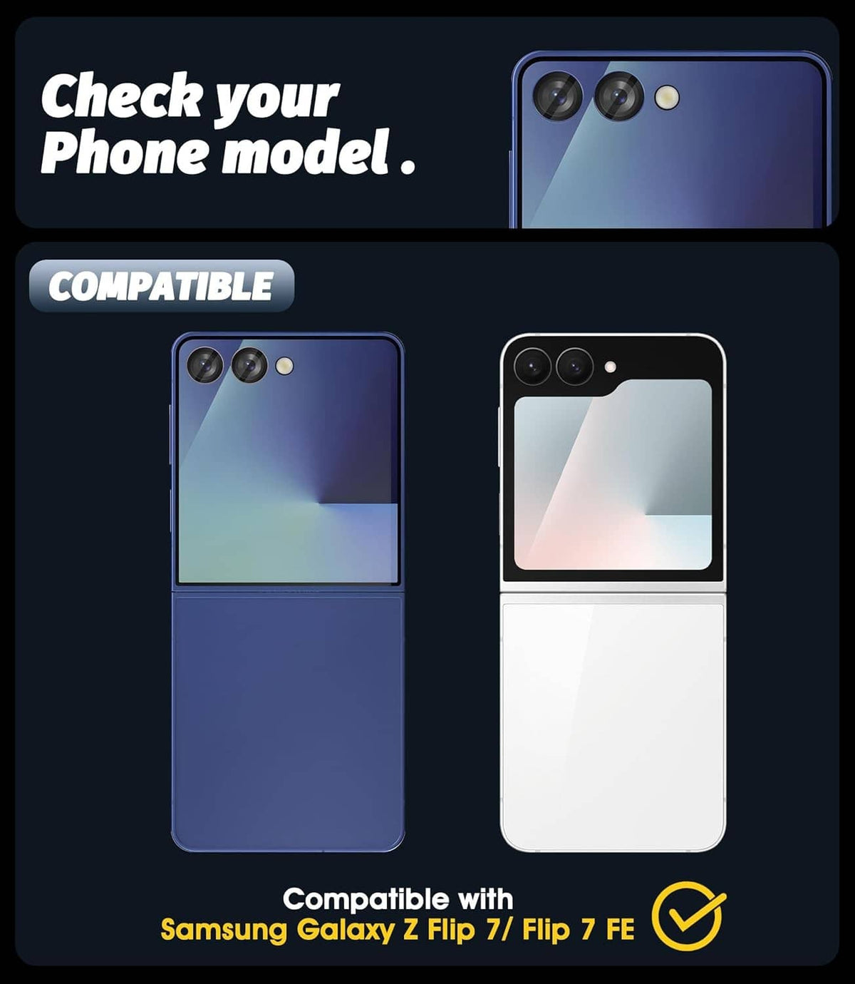 Camera lens protector set compatibility graphic with phone lens area