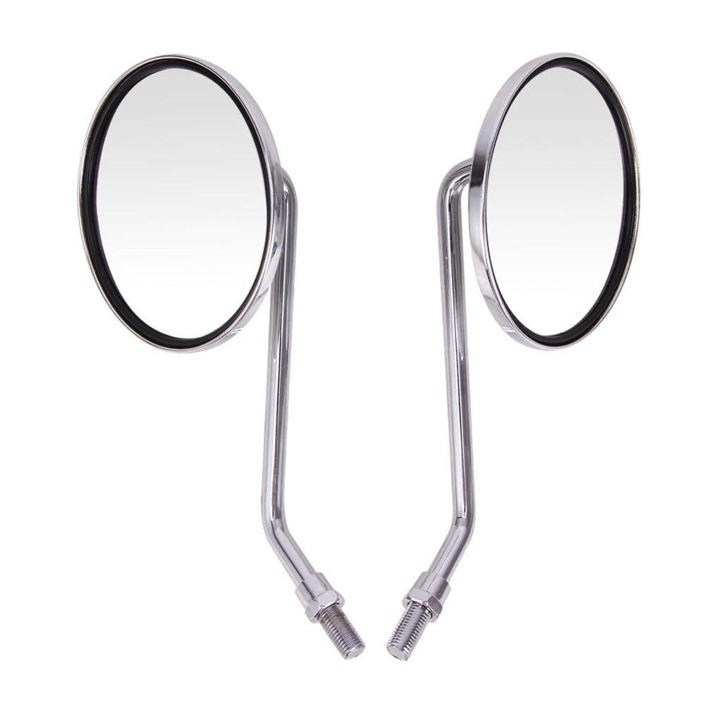 RivetOak Chrome Motorcycle Classic Round Rearview Side Mirrors 10mm For Honda CB 350 450