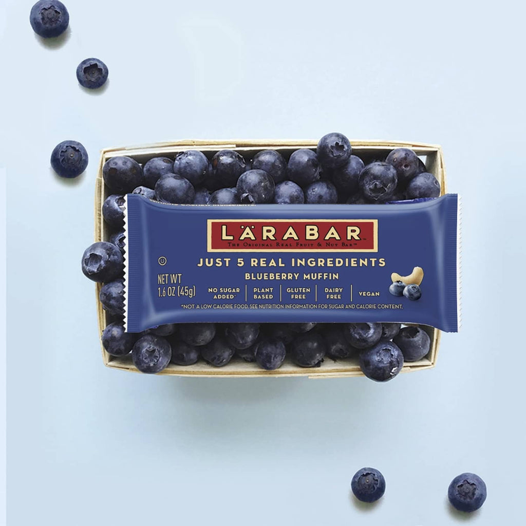 Blueberry muffin bar wrapped in a tray with fresh blueberries