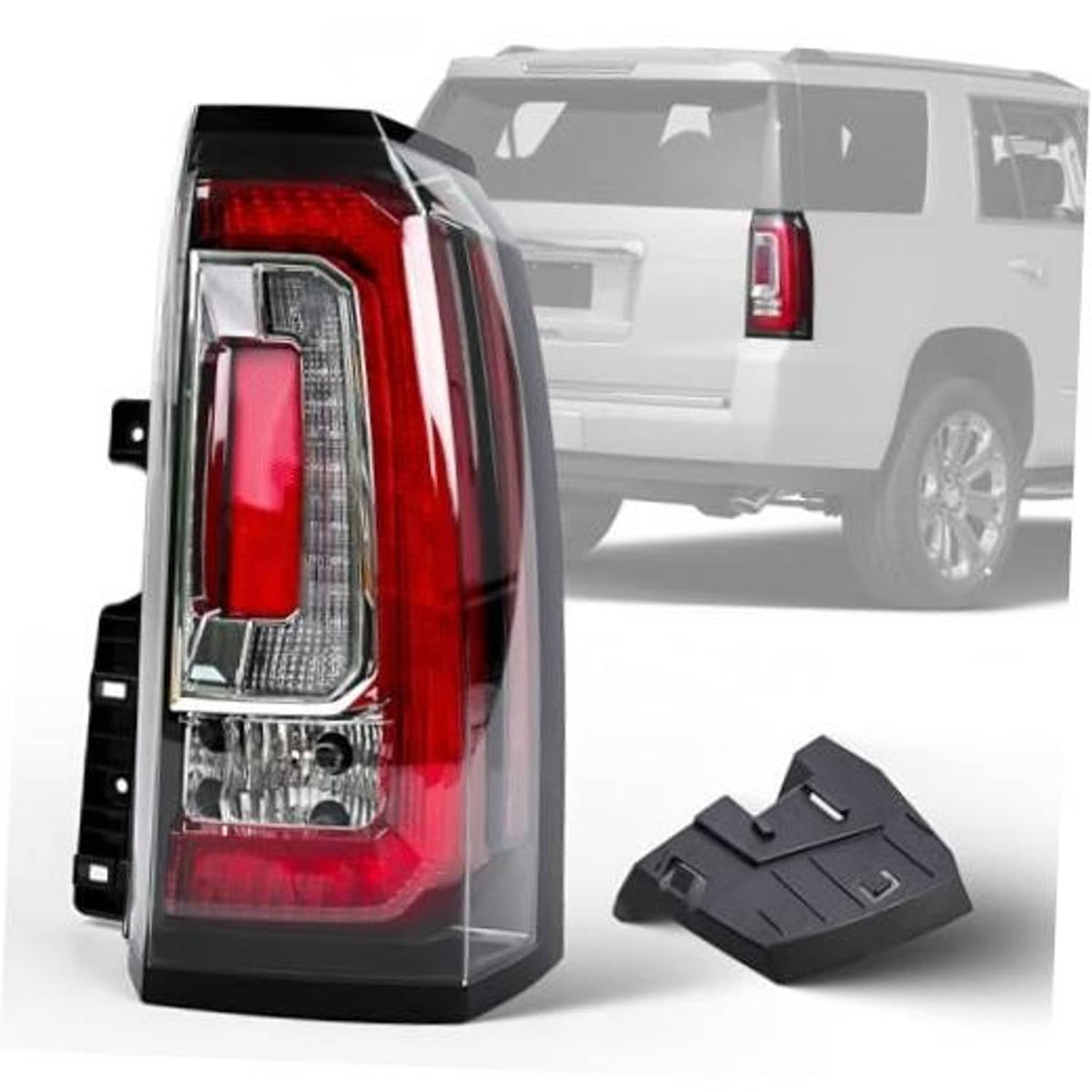 Right LED tail light assembly, red/clear lens in black housing