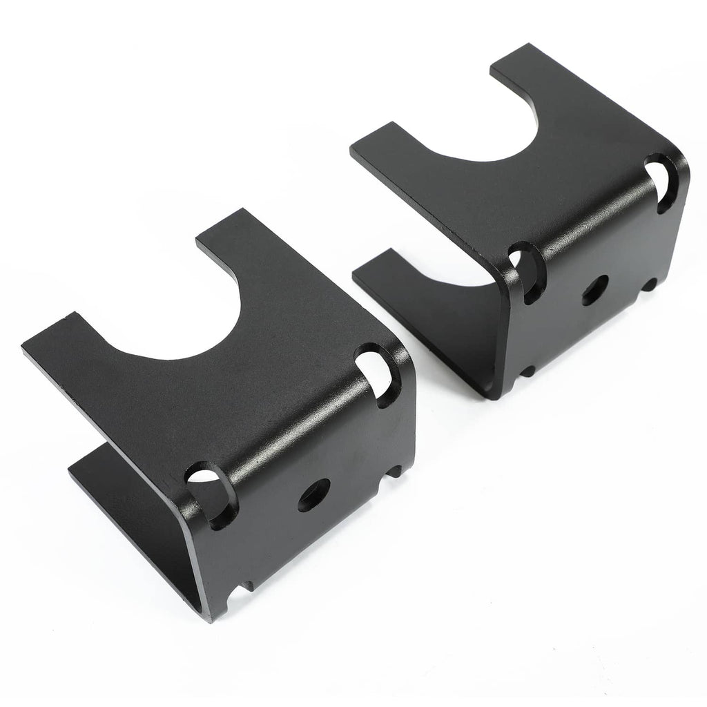 Black metal drop axle lift bracket set with mounting holes for golf cart