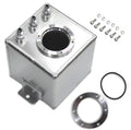 Aluminum fuel surge pot tank with AN6 ports, round flange top and mounting bracket