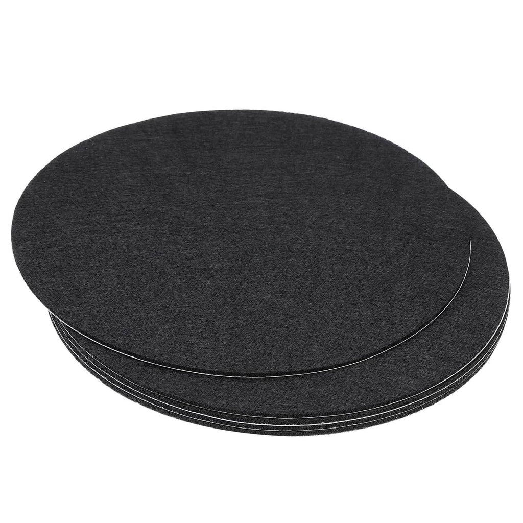 Black round felt lamp base pad, smooth top and stacked circular layers