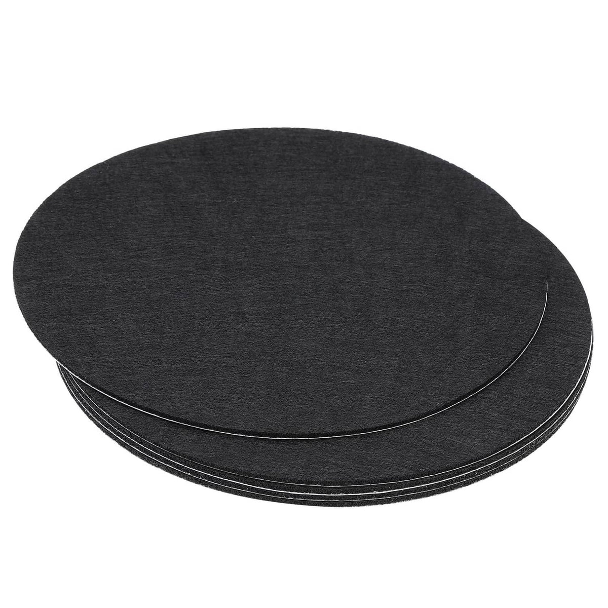 Black round felt lamp base pad, smooth top and stacked circular layers