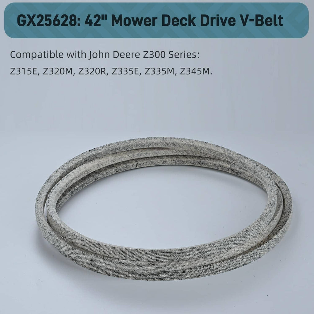 Gray deck drive V-belt loop, textured surface