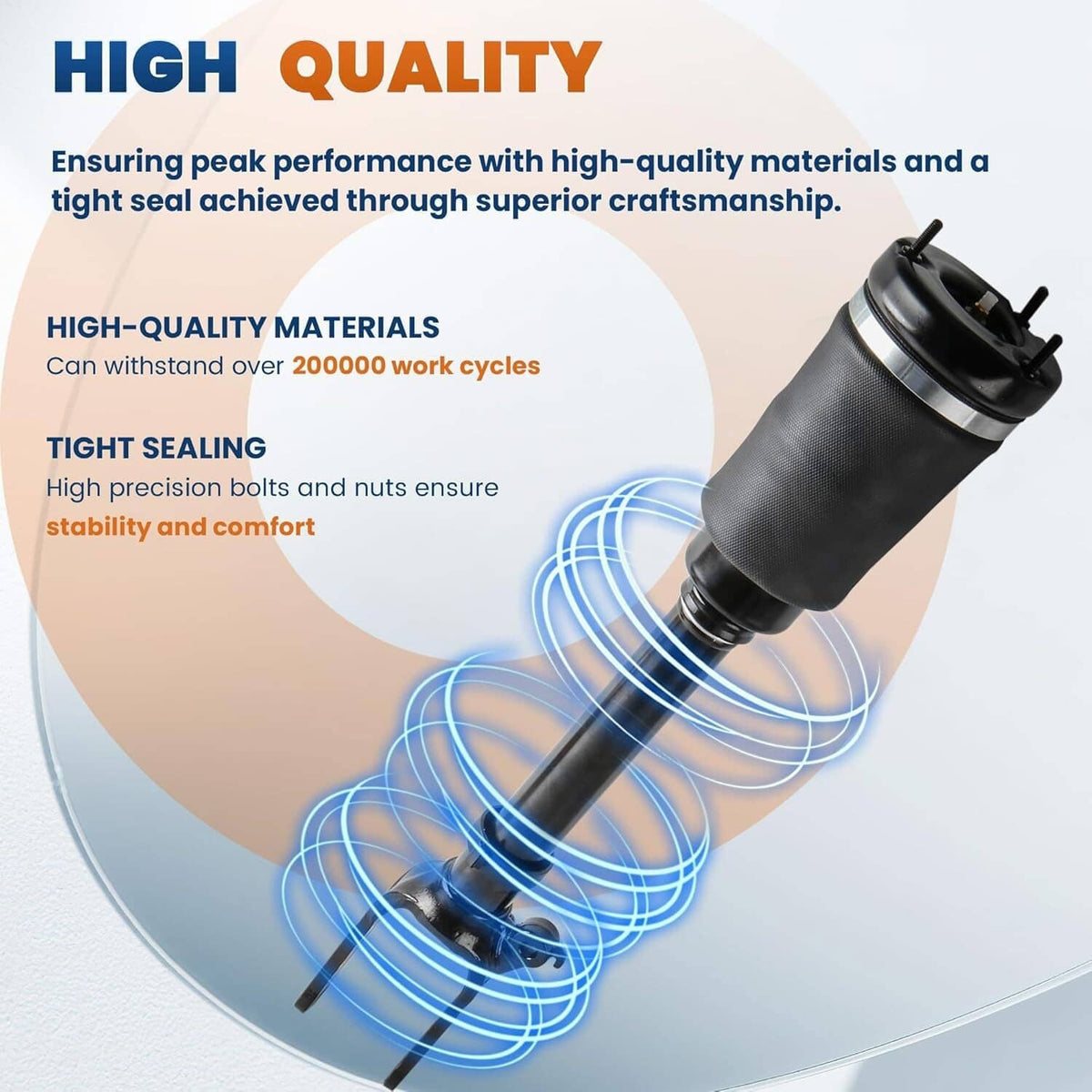 Air suspension strut shock with black body and coiled air spring design