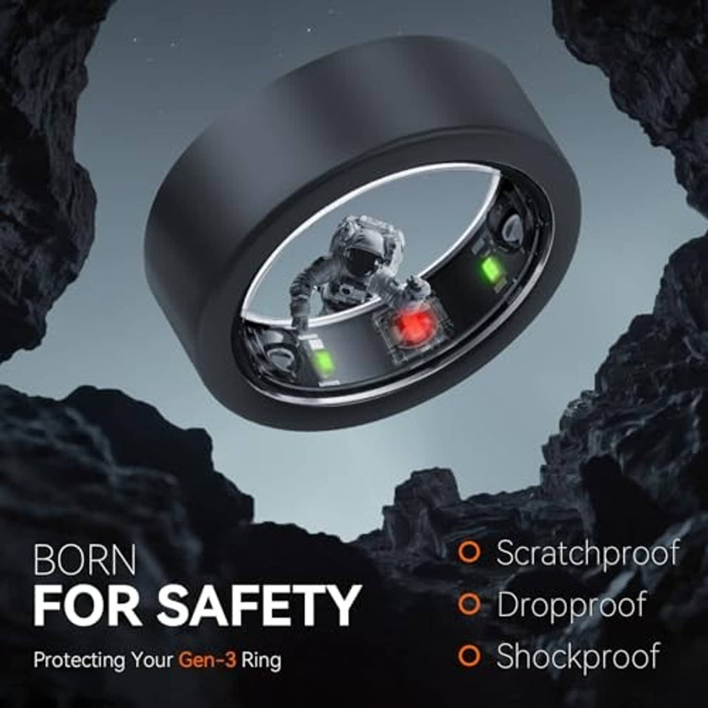 Black silicone Oura Ring protector cover with ring insert and exposed sensor window