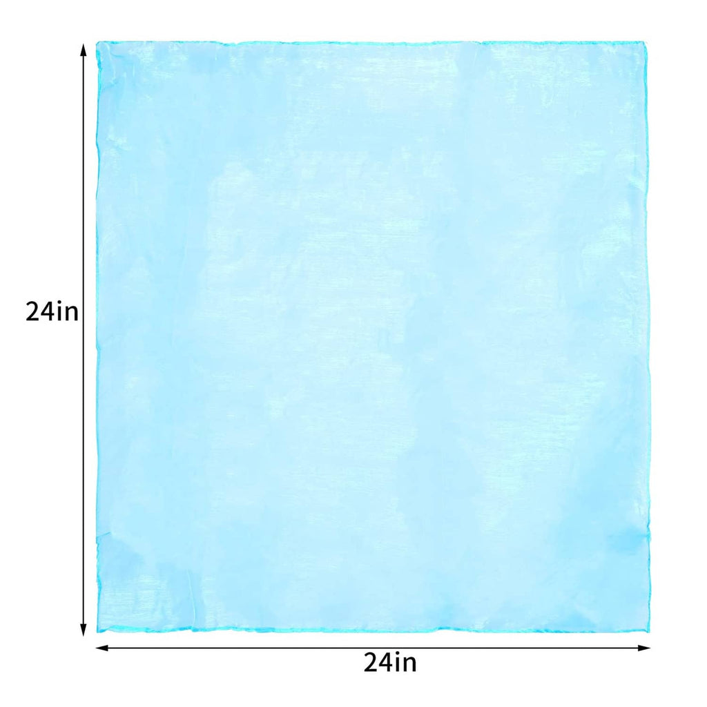 Light blue square silk juggling scarf, 24 x 24 in size