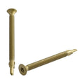 Self-drilling reamer tek screws, two brass-colored screws with star drive heads