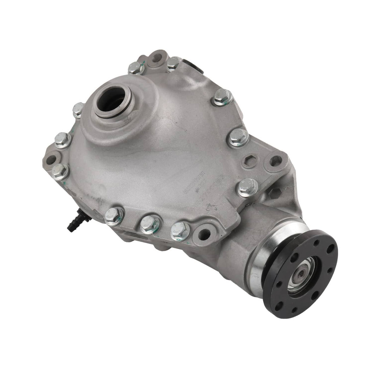 Front axle differential carrier angled view with front seal opening and rear flange