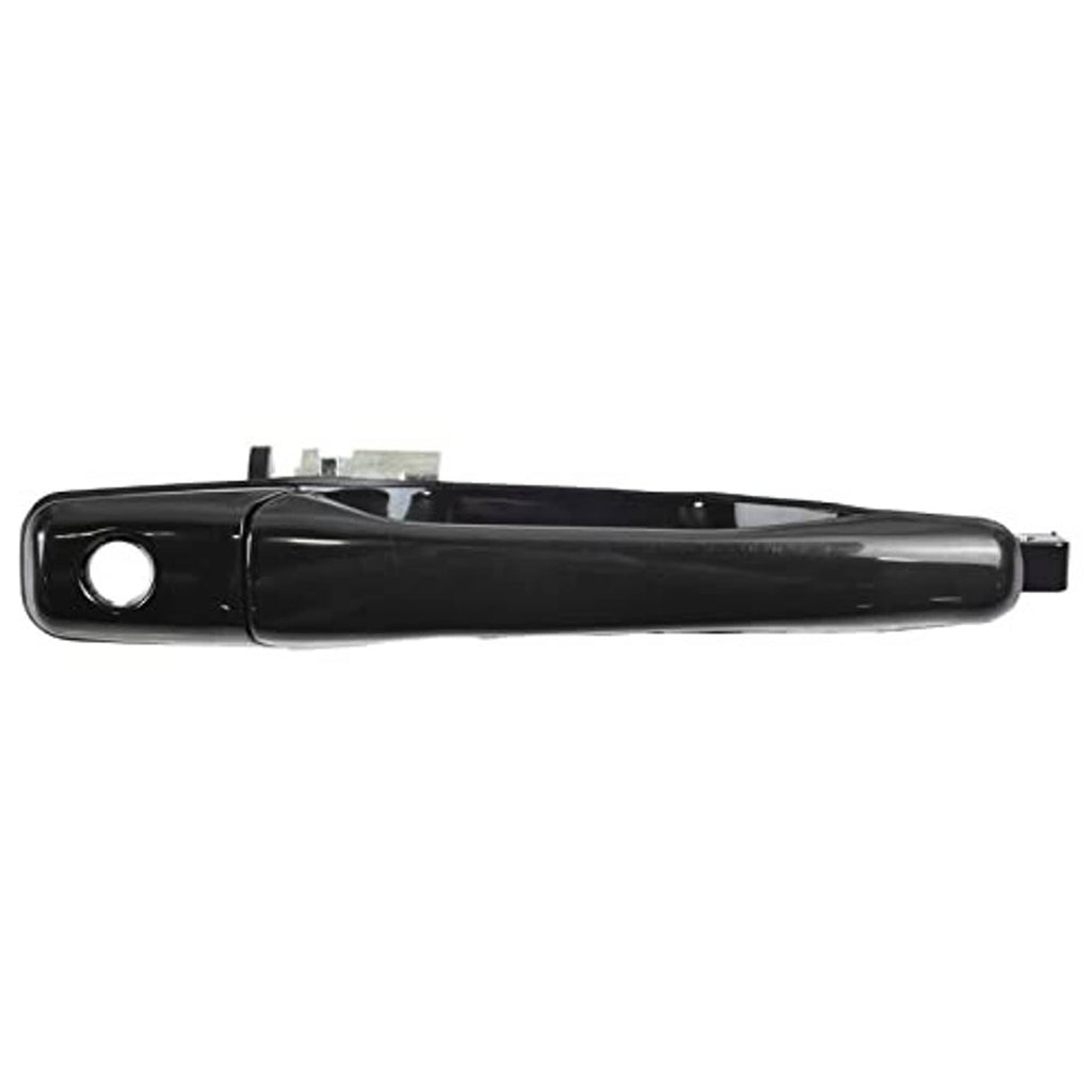 Black front passenger exterior door handle with glossy finish and side mounting tab