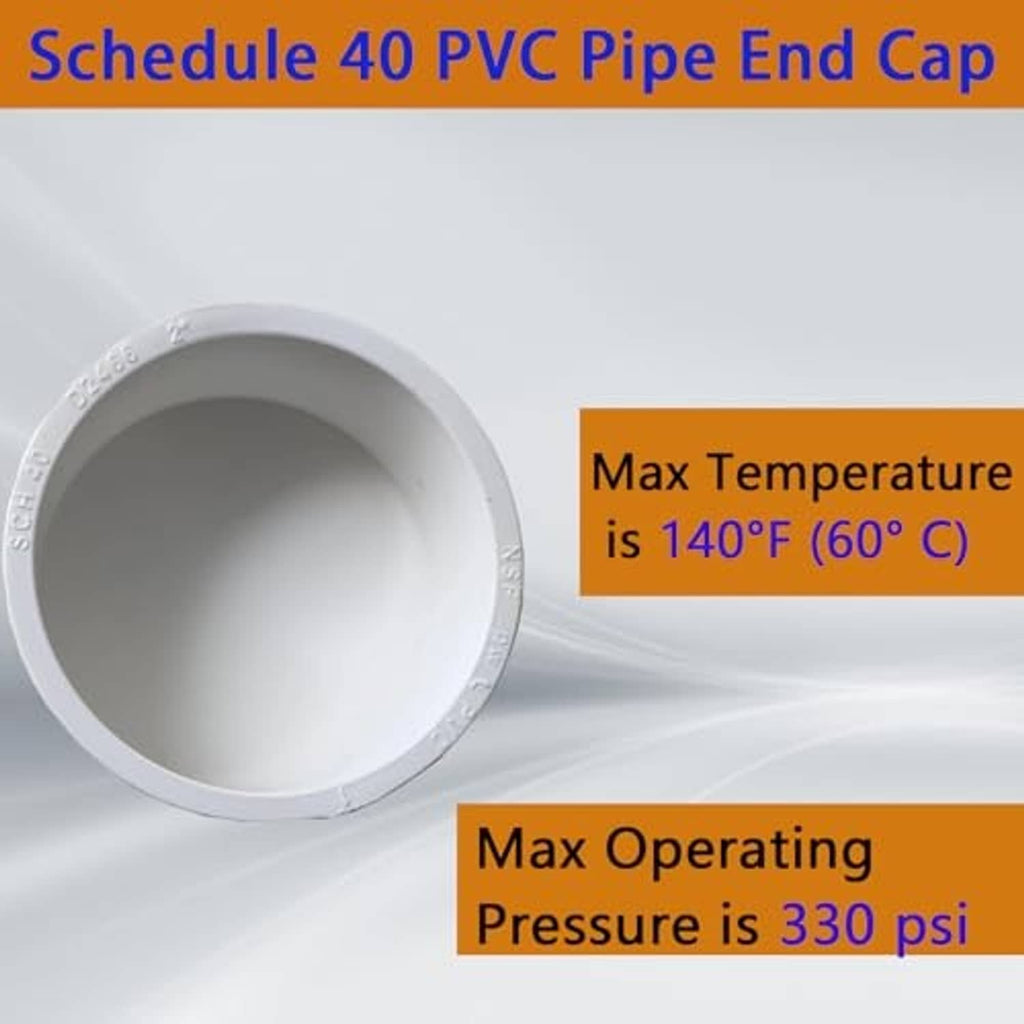 White PVC pipe end cap plug, round cap with interior opening